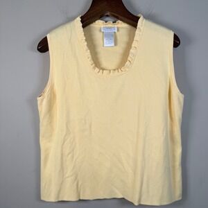 Designer Originals VTG Butter Yellow  Sleeveless Ruffle Neck Crop Sweater 1X